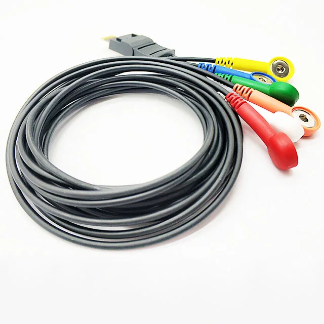 Compatible Schiller MT101/MT102 6 Leads TPU Holter ec g Cable with Snap Type
