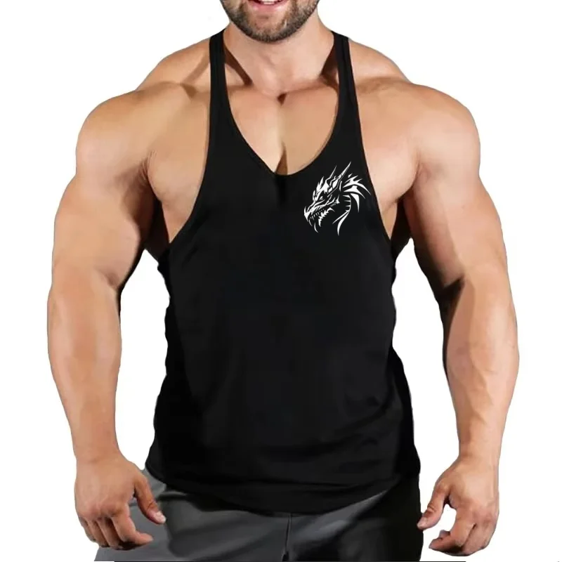 Mens Cotton Workout Vest Y-Back Gym Tank Top Quick-Dry Breathable Bodybuilding Sleeveless Gym Session Athletic Workout Singlet