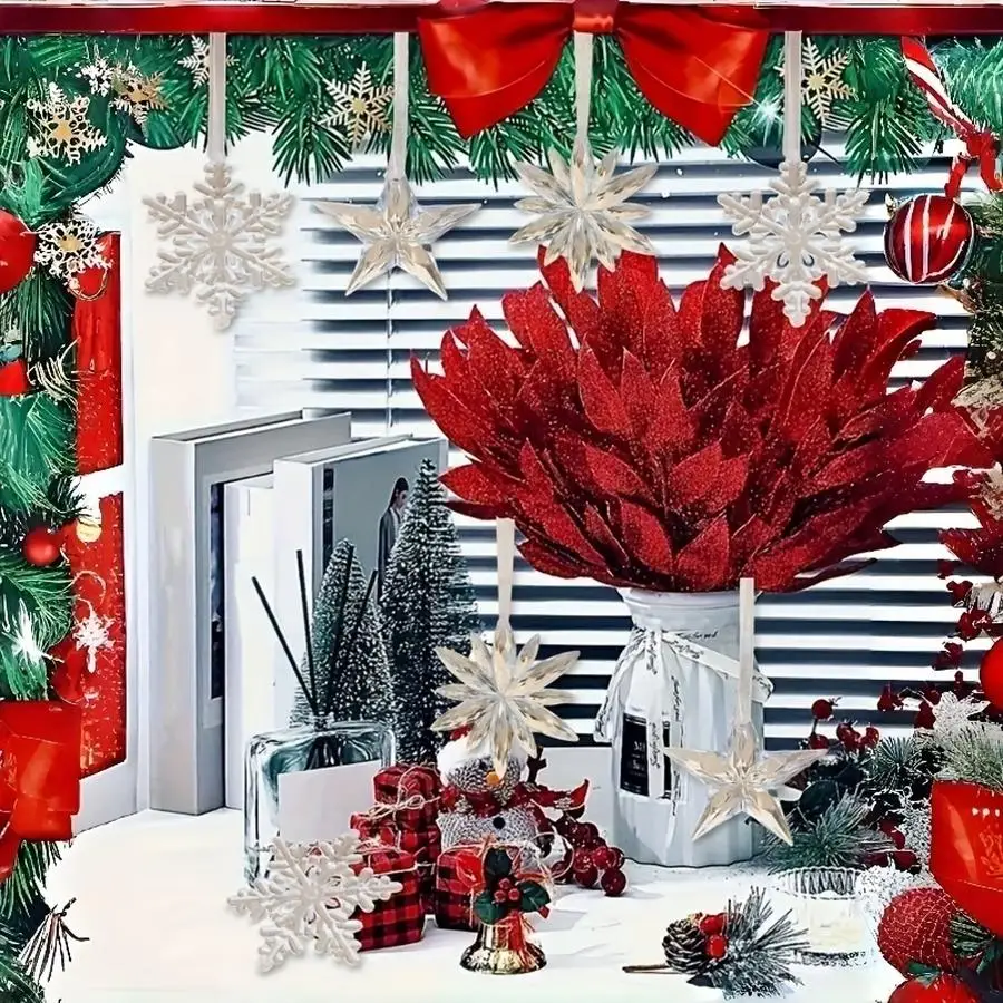 1/5/10/20/50/100pcs Set of 6/9 Snowflake-Shaped Crystal Ornaments for the Christmas Tree, Festive Home Decor, and Gift Love Mini