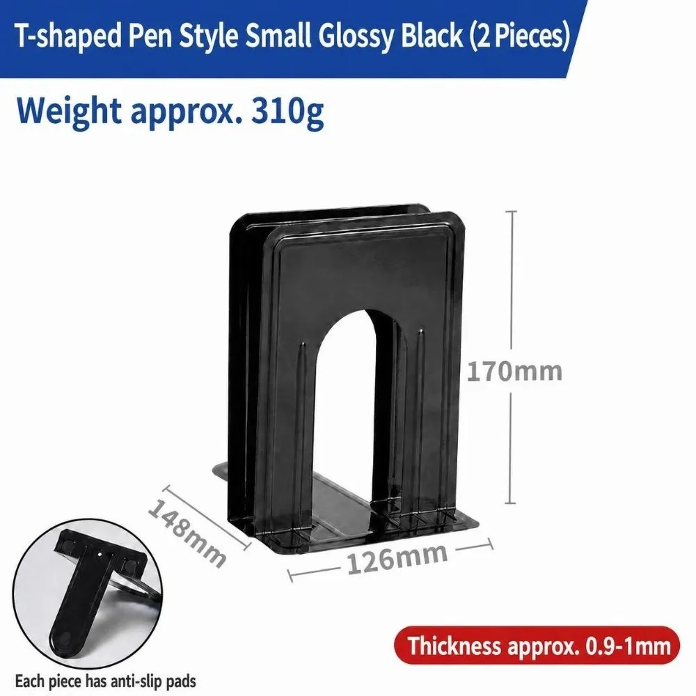 2Pcs Portable Metal Metal Bookends T-Shape Non Slip Book Supports Round Top Book Stopper Students