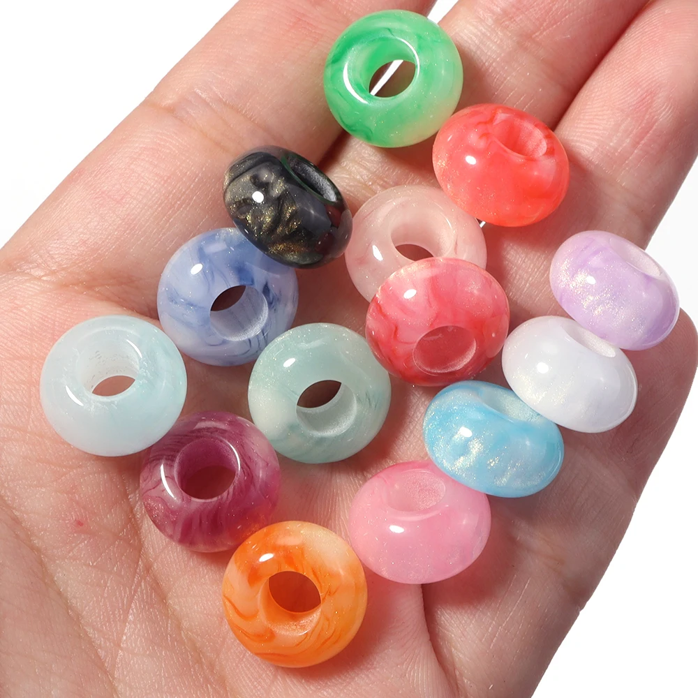 20pcs/lot Two-tone Gold Foil Abacus Resin Beads Large Hole Loose Spacer Bead DIY Bracelet Jewelry Making Accessories