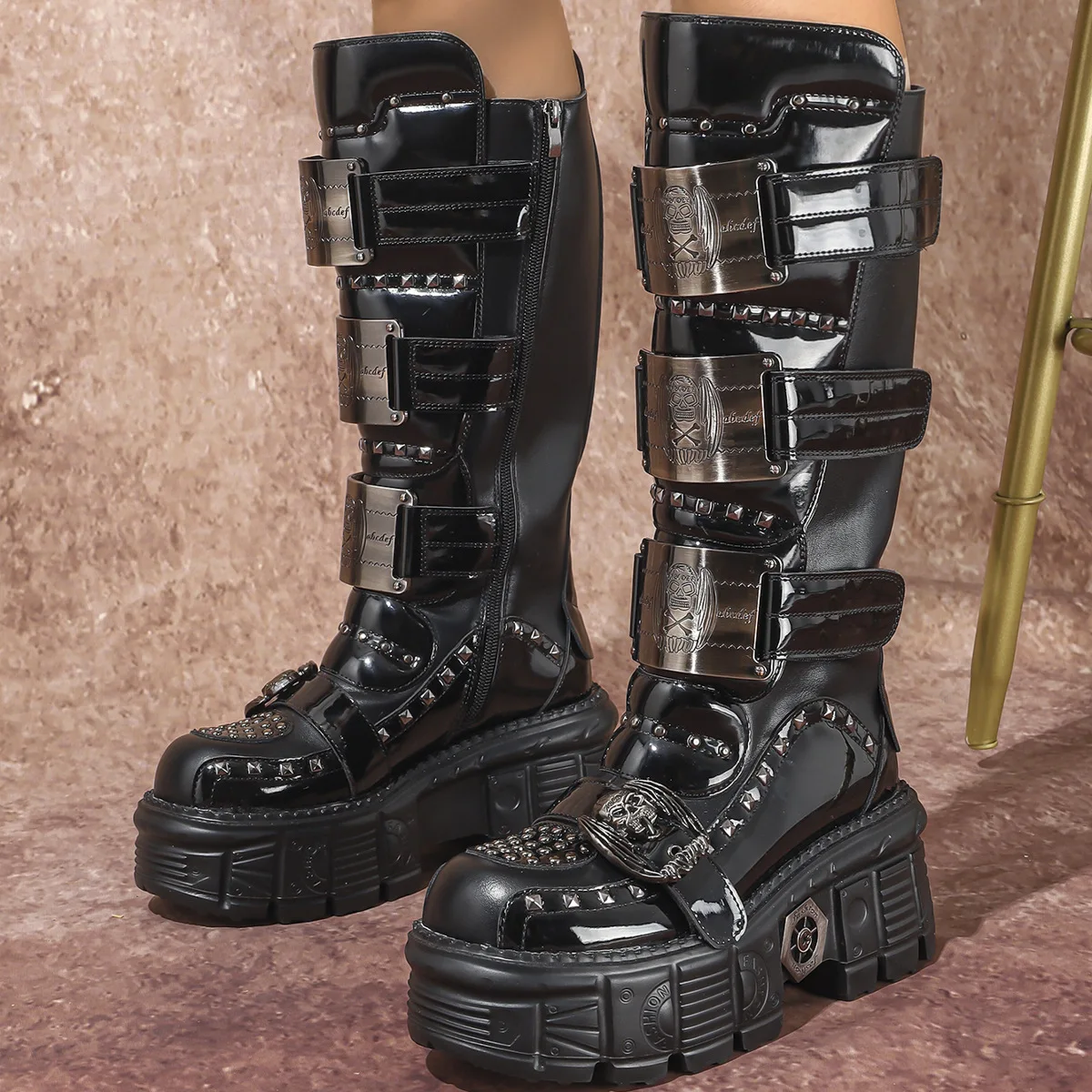 

Spicy Girl Casual Boots Spanish Street Style Metal Motorcycle Boots Punk Rock Thick Soled Boots