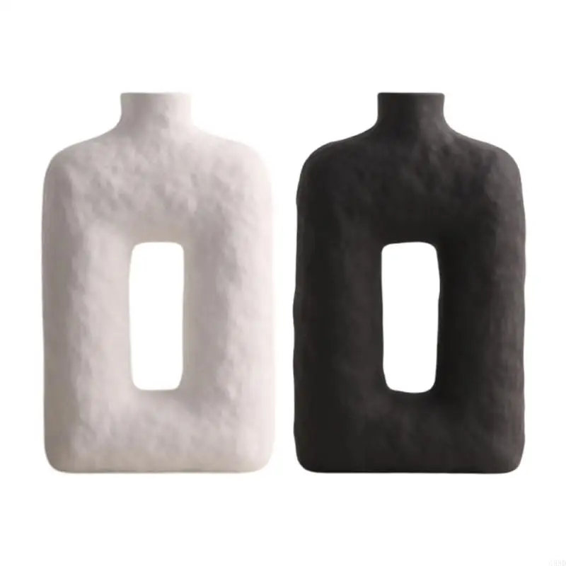 

Ceramics Vases Wabi Sabi Theme Hollowout Square Flower Container Home Shelf Decors C5AD