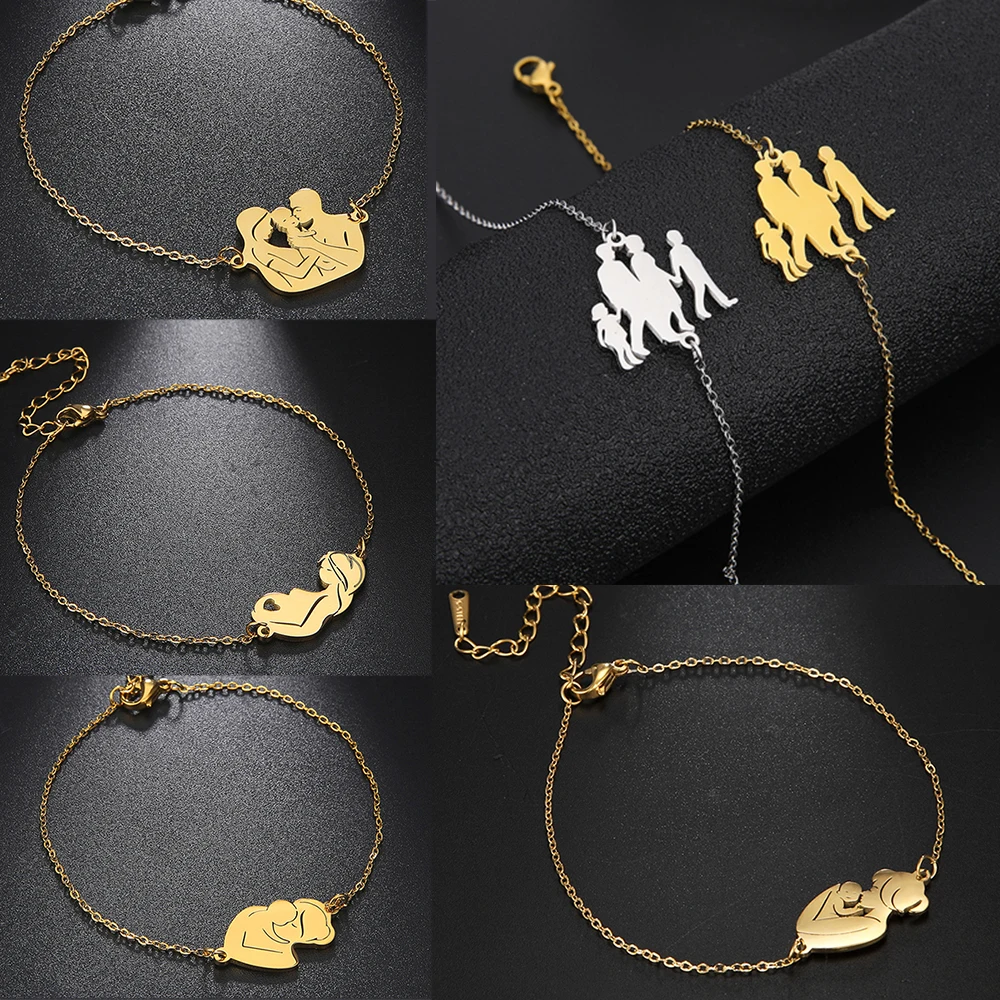 Unift Mama Bracelet for Mom, Gold & Steel Chain Jewelry