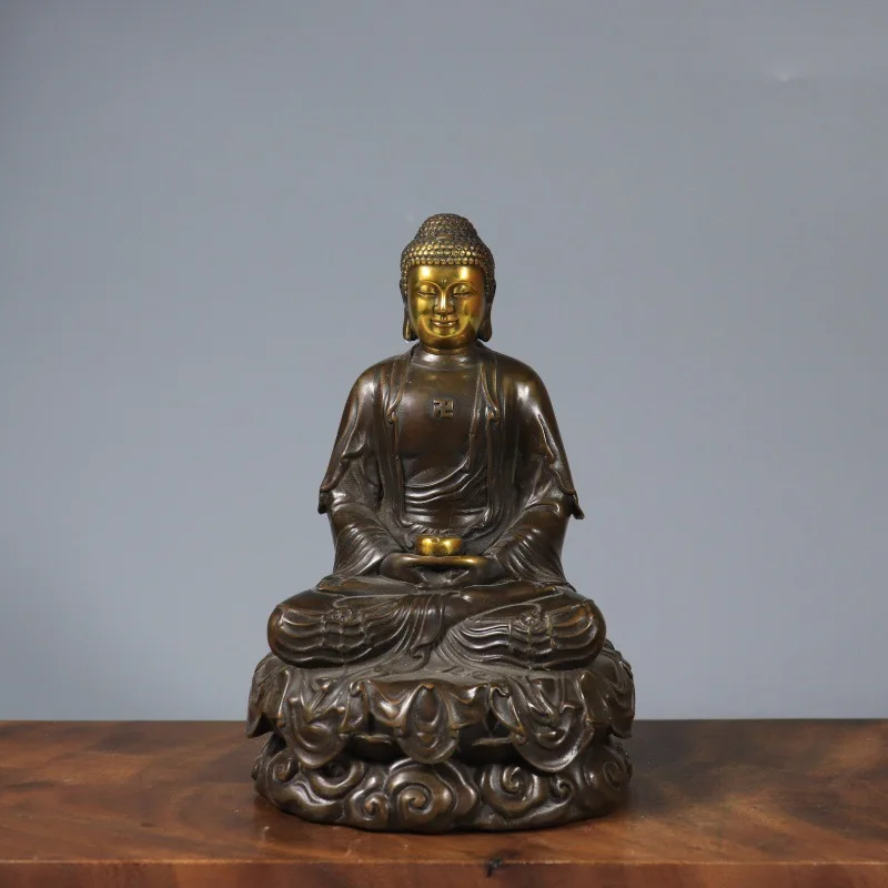 HYS Brass Ornament Dahi Rulai Sakyamuni Copper Home Offering Ornament Copper Sitting Buddha Pendulum