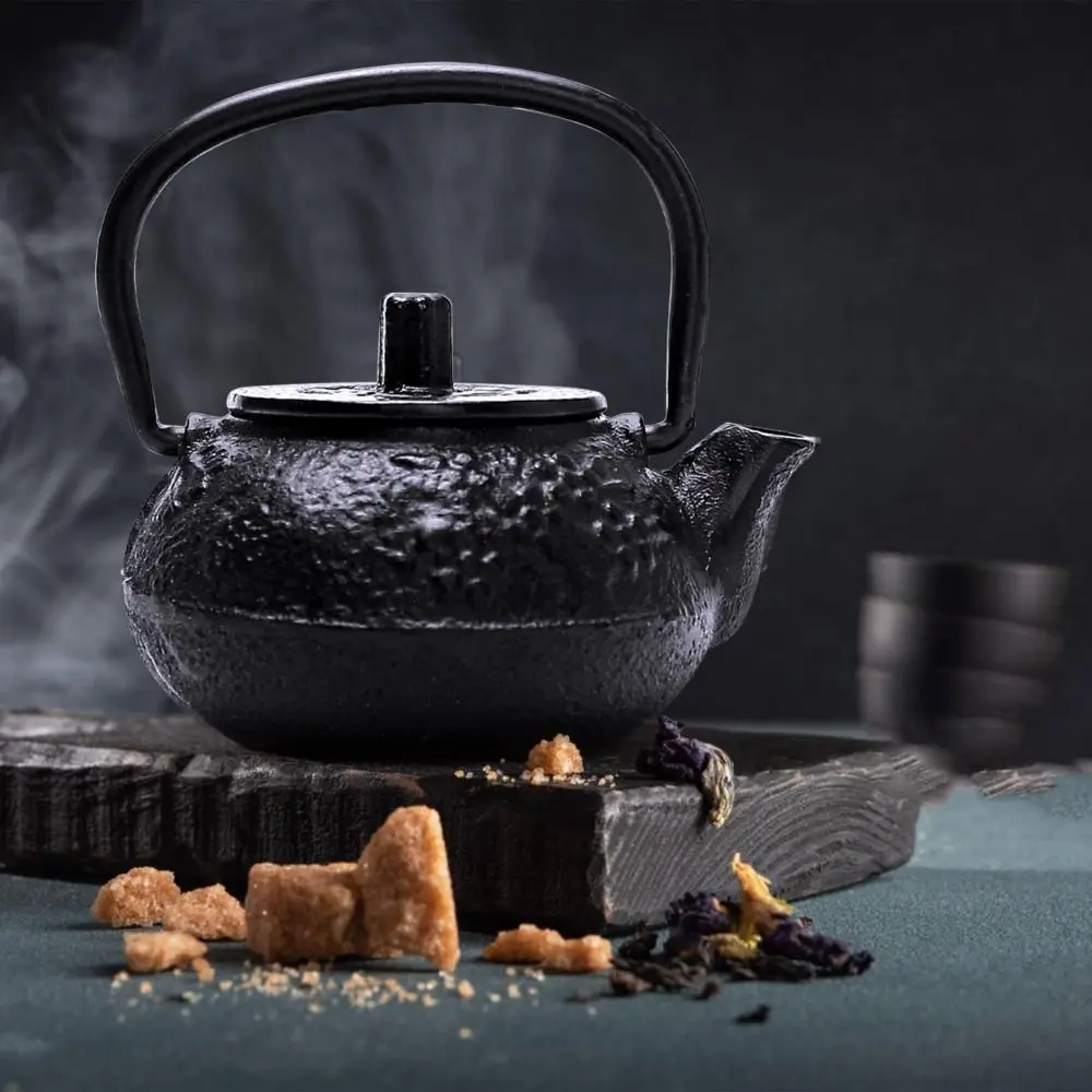 50ml Mini Cast Iron Teapot Copper Handle Ergonomic Palm-Sized Tea Kettle Traditional Elegant Imitation Japanese Kettle