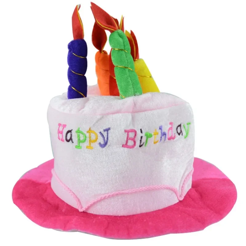 Happy Birthday Cake Hat with Candle Headband Party Photo Props Adult Kids Headdress Cosplay Funny Birthday Gift Hair Decoration