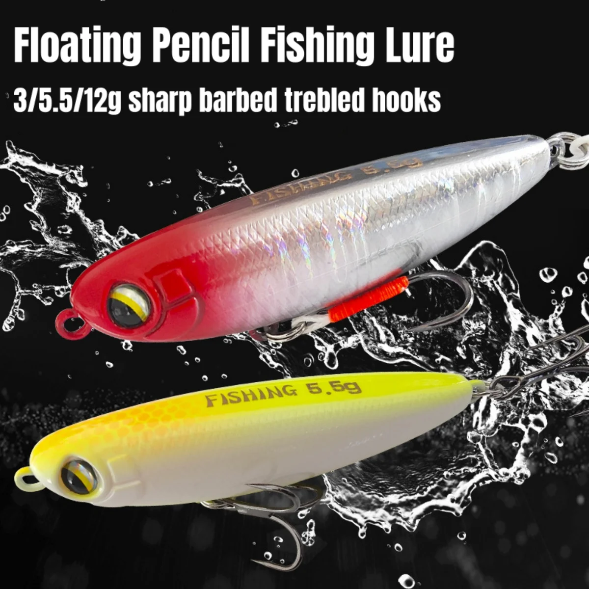 

1pc Topwater Fishing Lure 3/5.5/12g Artificial Simulated Fake Bait Realistic 3D Eyes Minnow Fish Lure For Pike Bass Fish Tackles