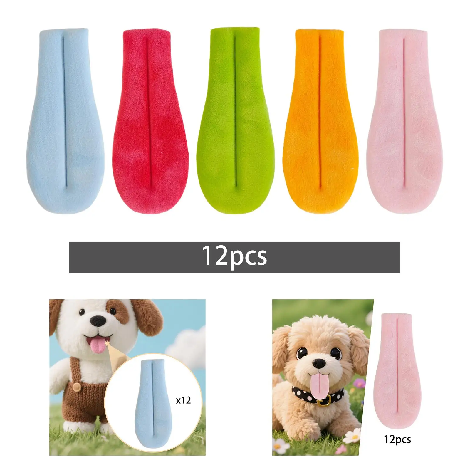 12x ملحق دعائم اللسان لصنع الدمى القطيفة، ألسان كبيرة مضحكة متعددة الأغراض