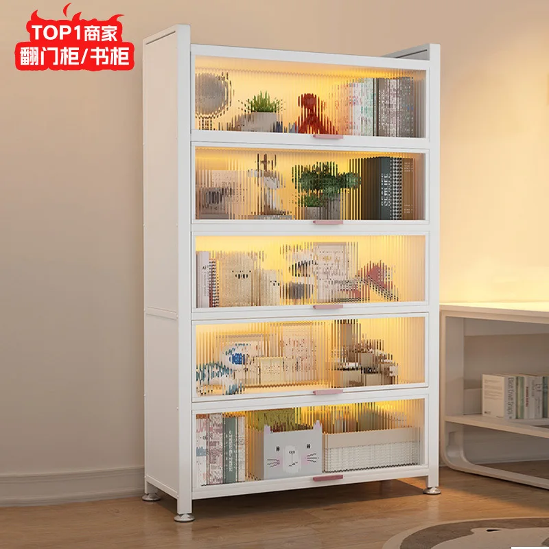 

thickened flip bookcase shelf floor-to-ceiling multi-layer storage cabinet bowl microwave oven meal side multi-functional