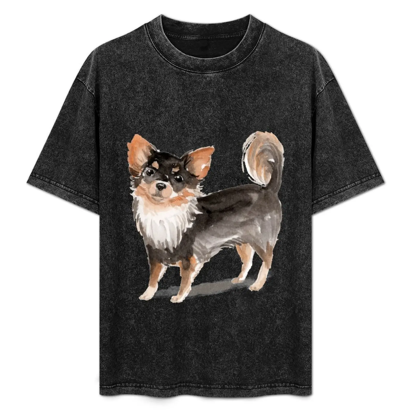 

Long Haired Chihuahua T-Shirt Christmas Casual Short Sleeve Top