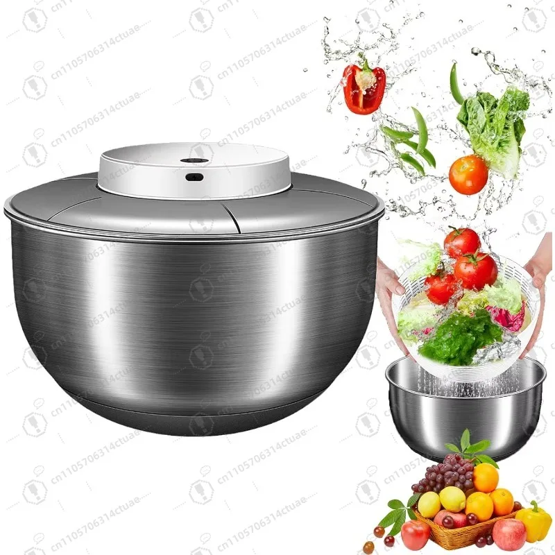 

1PC Electric Salad Spinner Slicer Stainless Steel Fruit Veg Cutter for Home Kitchen Salad Prep