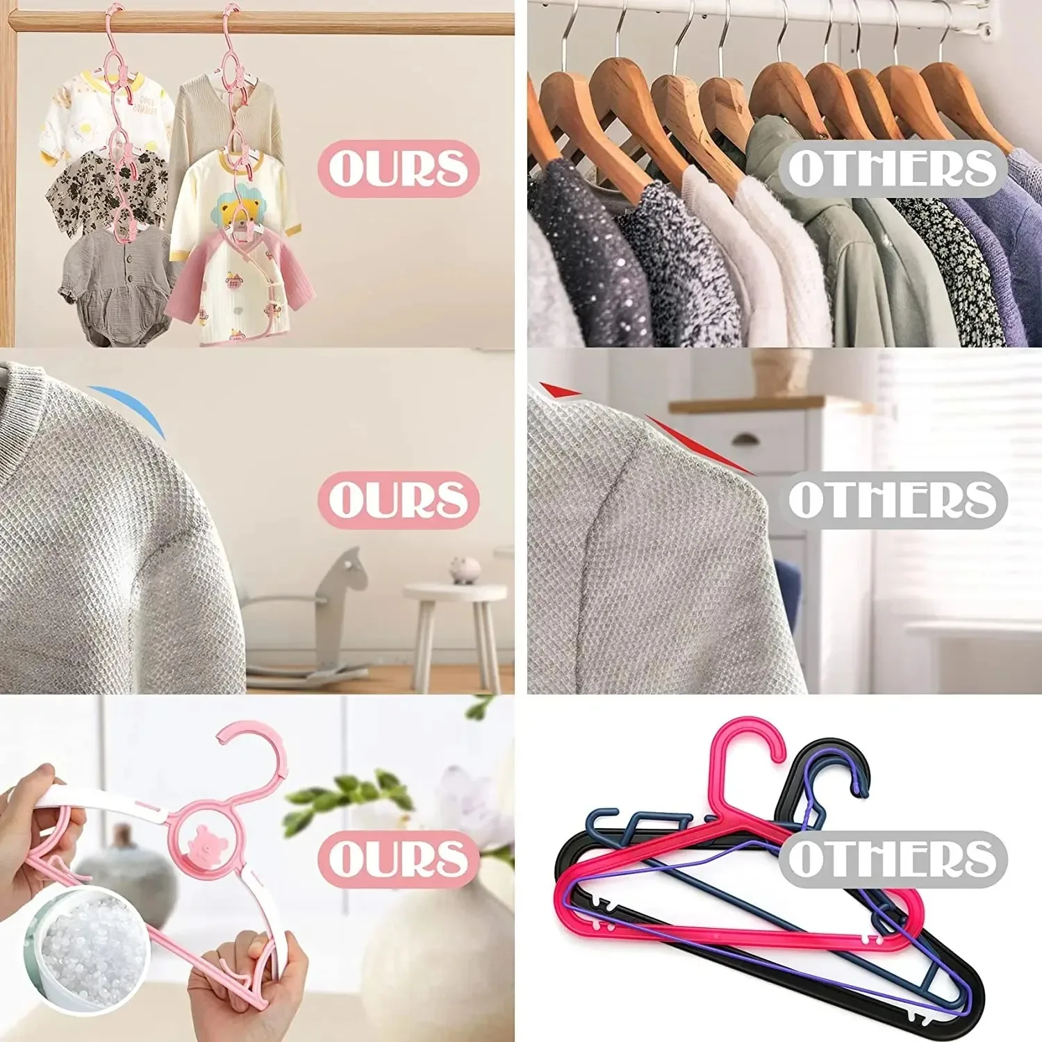 UNTIOR Non-slip Baby Clothes Hanger Adjustable Storage Hangers Cute Kids Clothes Organizer Closet Children Baby Coats Rack