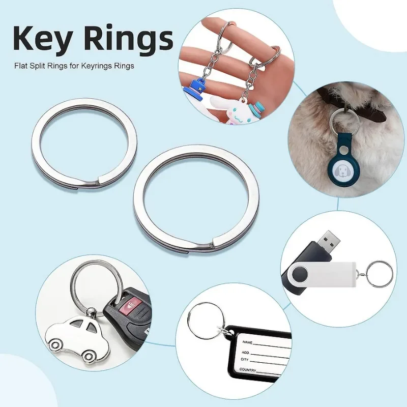 10/50pcs Silver Stainless Steel Key Rings Round Flat Line Split Rings Keyring for Jewelry Making Polished Keychain DIY Findings