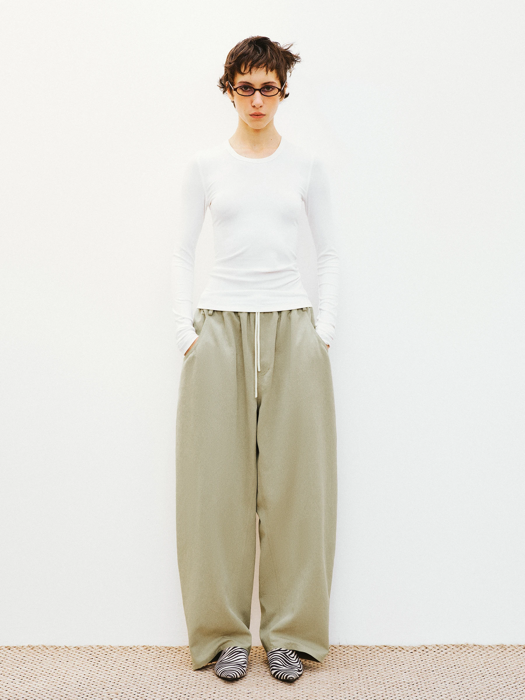 VERMO Classic Updated Version Loose Casual Pants Silk Cotton Texture Comfortable Everyday Wide Leg Trousers Natural Waist