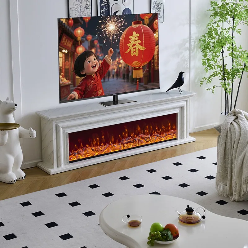 Customized 1.8/2 2/2.4 meters French fireplace TV cabinet solid wood, home living room simulation fake fire decorative electric