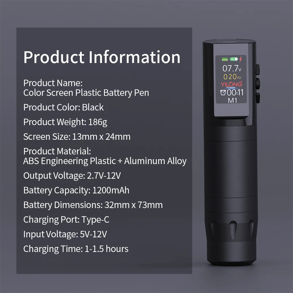 Wireless Tattoo Machine Rotaty Battery Pen 1500mAh LED Digital Display For Body Art with Portable Power Pack