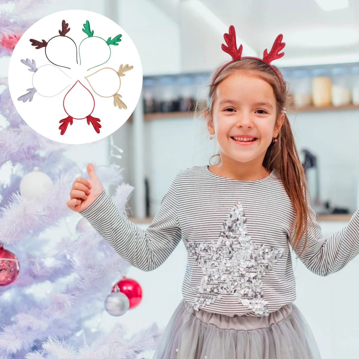 

5pcs Christmas Hoop Golden Red Festive Headb Christmas Hair Accessories Costume Accessory Xmas Gifts Hair Tools