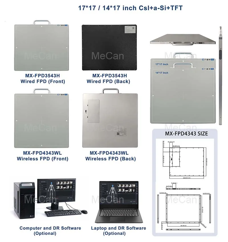 FPD 17*17'' Digital X-ray Flat Panel Detector for Veterinary and Human