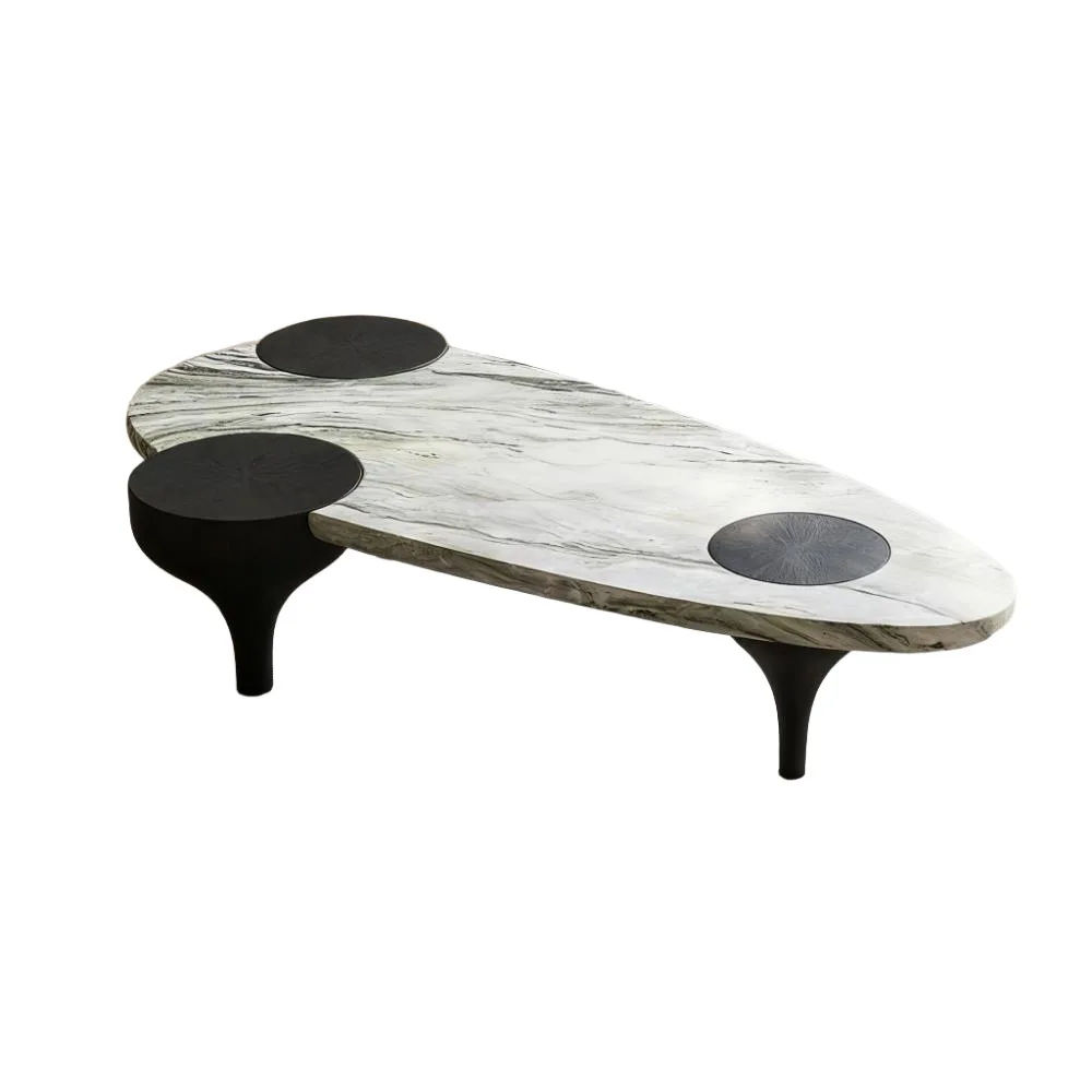 Italian minimalist special-shaped coffee table natural stone luxury stone high-end living room home art cloud jade coffee table
