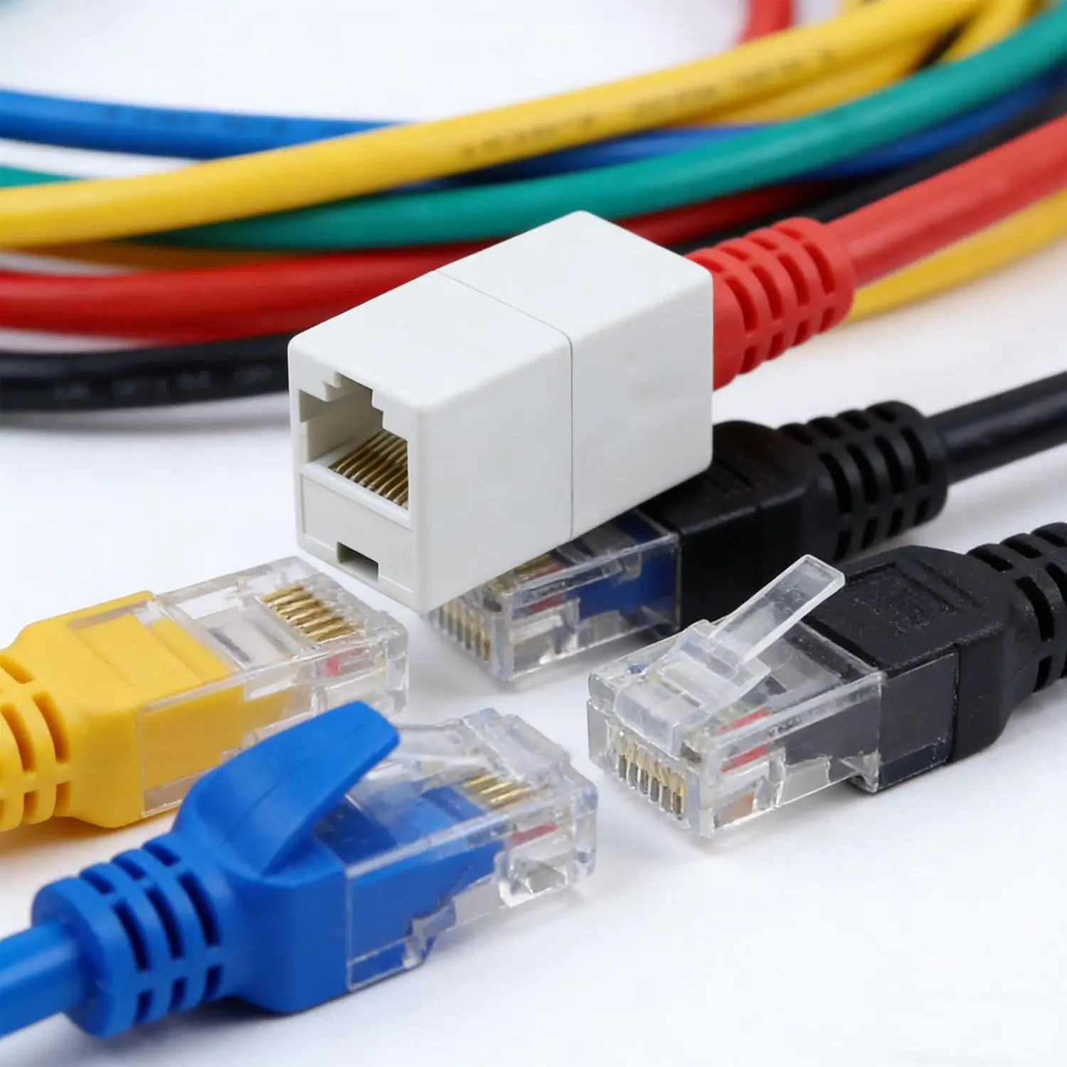 RJ45 Network Ethernet Dual Straight Head Lan Cable Connectors Universal Female To Female Internet Keystone Jack for Cat6 6a CAT5