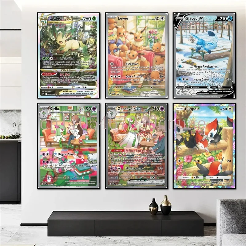 

Classic Anime Pokemon Figures Pikachu Squirtle Charmander Mewtwo Card Canvas Painting Wall Art Prints Living Room Decor Posters