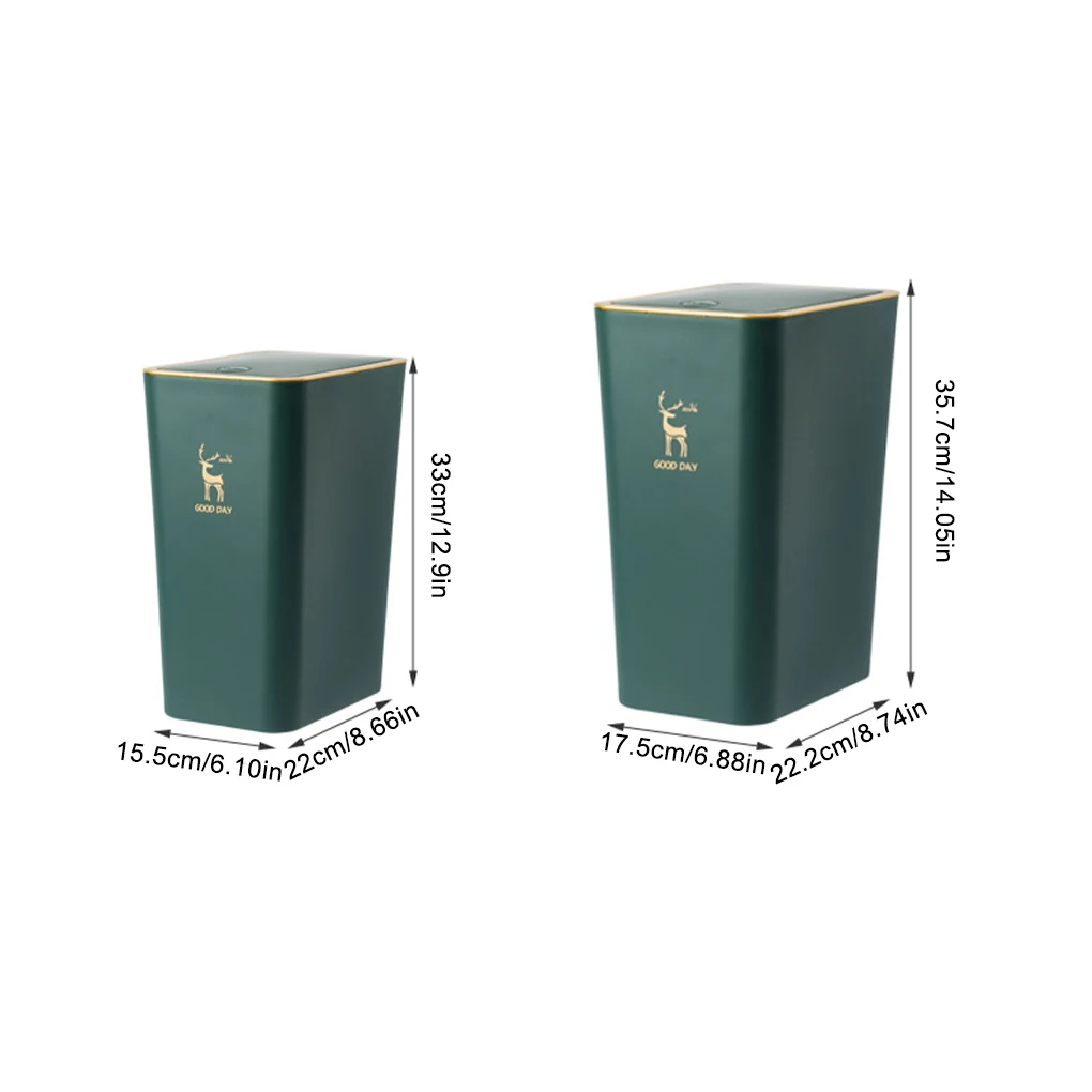 Hand-Open Waste Bin Sturdy And Durable Trash Can For Any Space Wide Application Trash Can With Lid dark green G2381(8L)