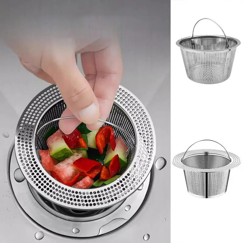 Stainless Steel Bathtub Hair Catcher Stopper Shower Drain Hole Filter With Handle Metal Sink Strainer Floor Drain For Kitchen