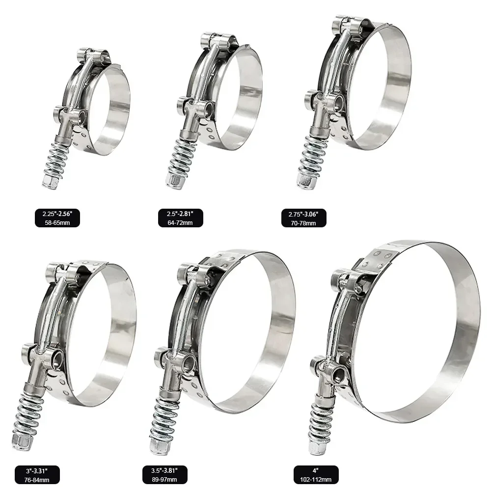 Universal 1Pcs Stainless Steel T‑Bolt Hose Clamp For Silicone Coupler Turbo Exhaust Intercooler 2.25