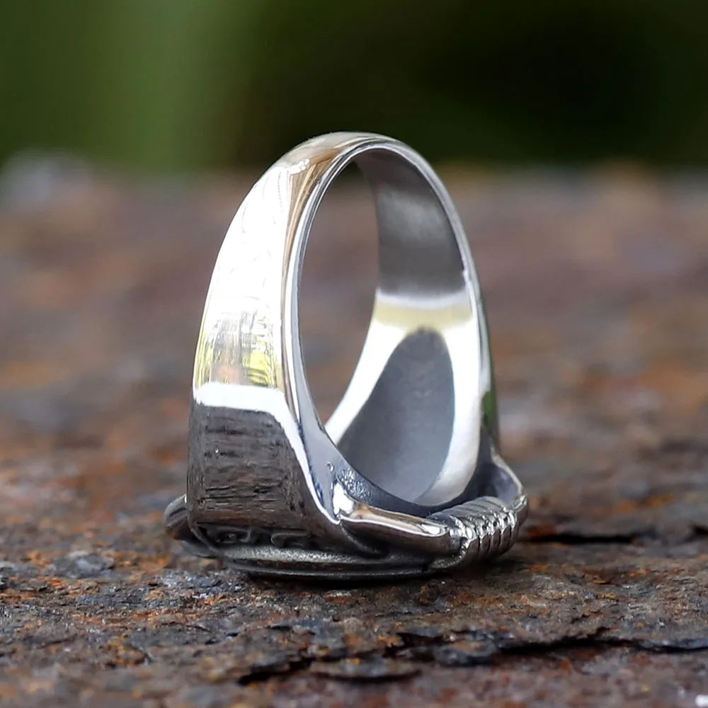 New 316L Stainless Steel Vintage rudder biker Ring With anchor Patterns For Men Women Punk Motorcycle Jewelry Party GIFT