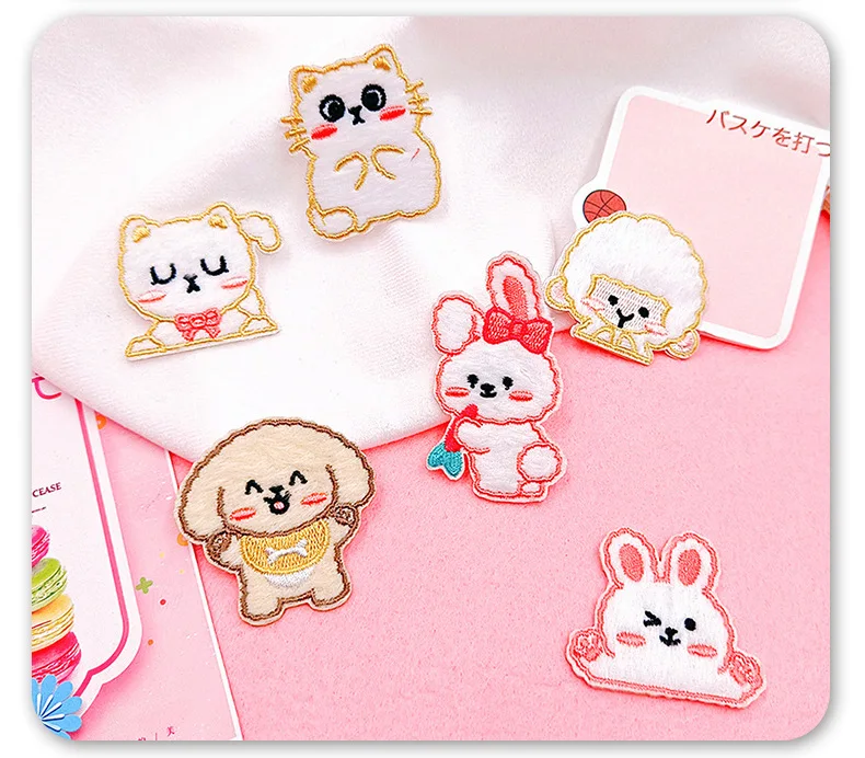 

1/2/3pc Animal Embroidered Patches Rabbit Self-adhesive Fabric Sticker Patch for Kids Jeans Backpack Clothing Sewing Accessories