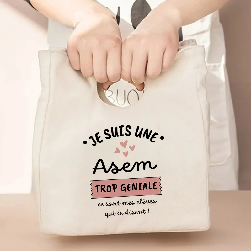 1 قطعة شكرا لك Atsem نمط الغداء حقيبة للحفاظ على البرودة المحمولة معزول بينتو حمل أكياس تخزين المواد الغذائية الحرارية المعلم ، هدية ل Atsem #5