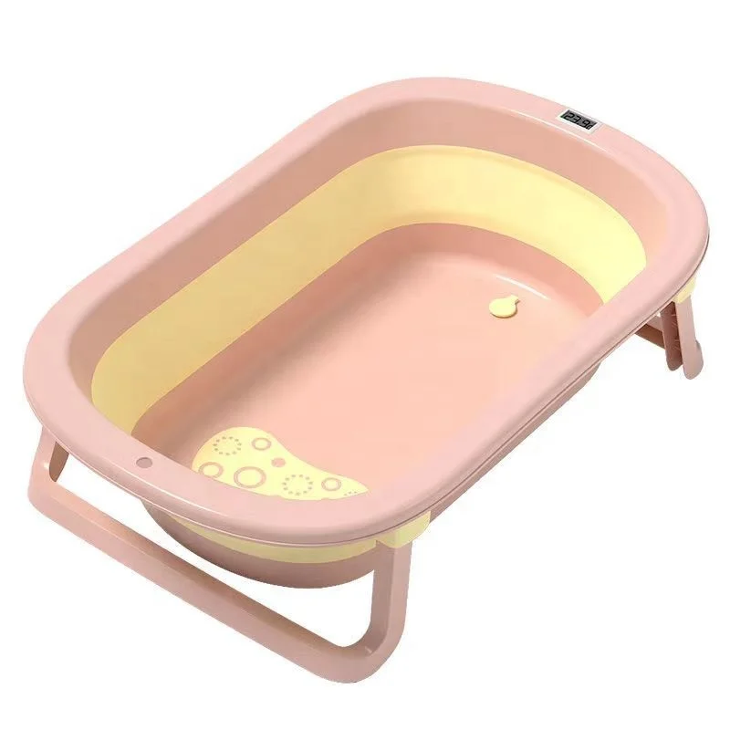 Hot Sale OEM New born Plastic Baby Bath Tubs folding baby bathtub With Thermometer