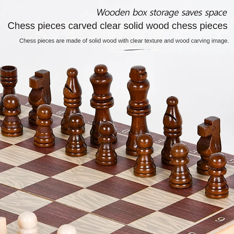 Folding Wood Color Chess with Large Chessboard for Beginners Children Adult  Chess Portable Travel Chess Set