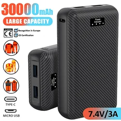 3A/30000mAh Power Bank 7.4V przenośna ładowarka bateria zewnętrzna do ogrzewania kamizelka kurtka szalik rękawiczki elektryczny sprzęt grzewczy