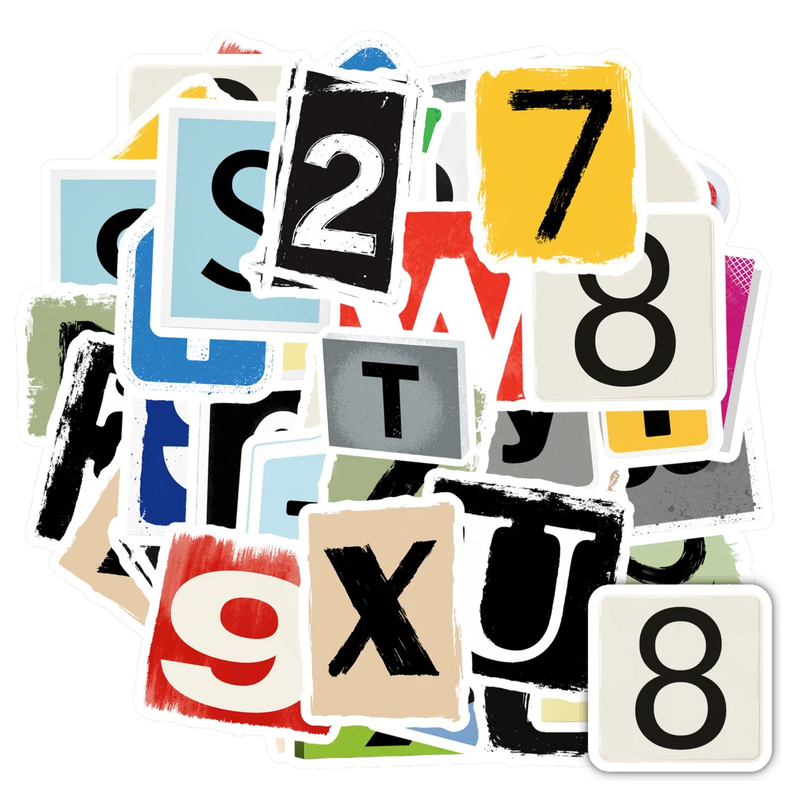 

35pcs-70pcs Modern Alphabet Stickers Artistic Numbers Graffiti Decals Stickers For DIY Phone Guitar Laptop Notebook