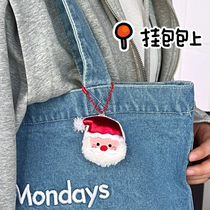 Lindo colgante de juguete de peluche de Navidad árbol de Navidad muñeco de nieve Santa Claus muñeco pequeño llavero mochila encanto colgante Поkejuden П®дарки
