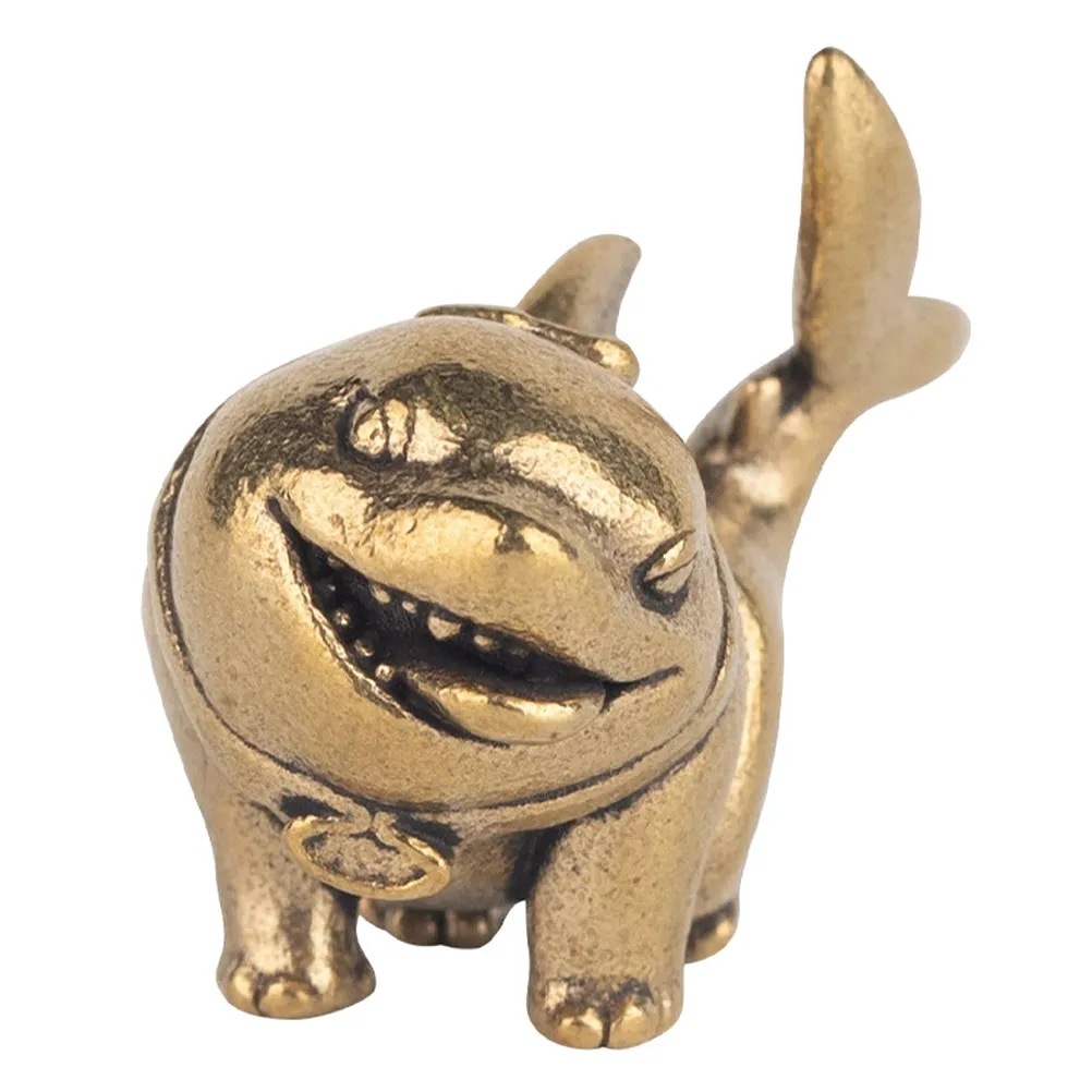 Vintage Brass Sharkdog Ocean Animal Decorative Marine Sculpture Tabletop Sea Creature Ocean Animals Figure