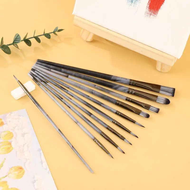 10Pcs Professional Colorful Oil Painting Brushes Nylon Hair Artist Paint Brush Set Watercolor Acrylic Paintbrush