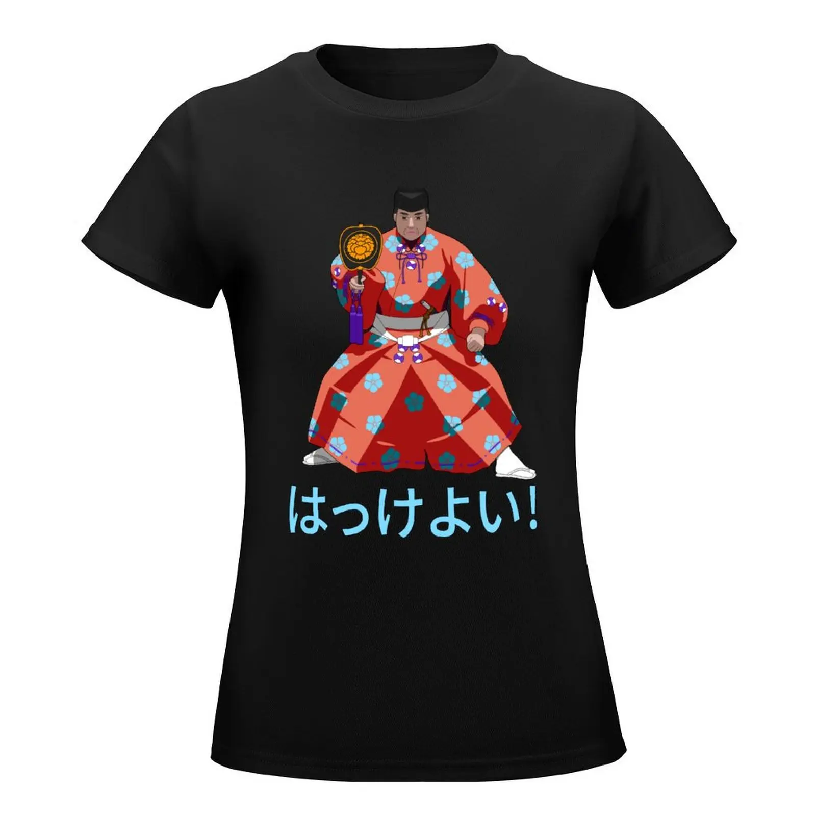 Gyoji Hakkeyoi Spirit, Red T-Shirt anime clothes Female clothing t-shirts for Women cotton