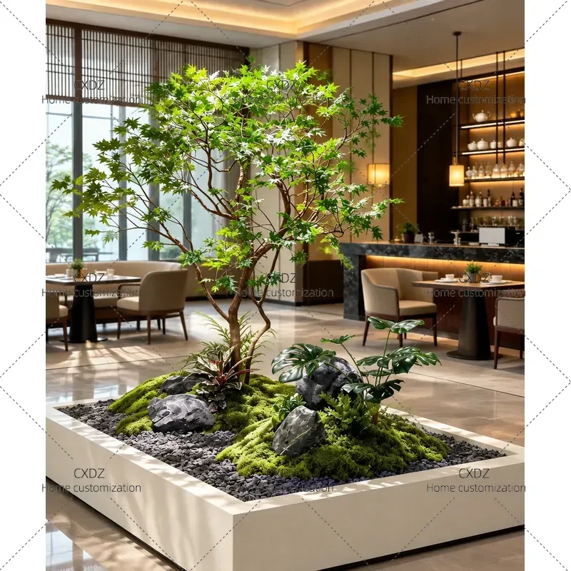 New Chinese Style Artificial Green Maple Tree Maintenance Free Decorative Plant for Hotel Clubhouse Entrance Landscaping