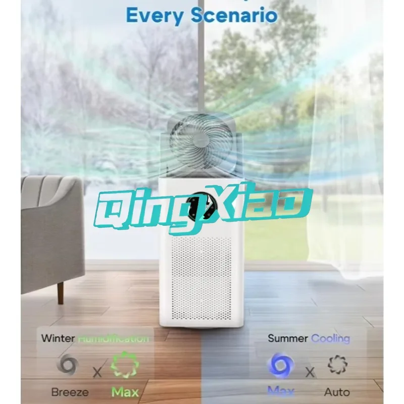 Standing 4 In 1 Air Purifier Humidifier Fan With Negative Ion For Home Bedroom Formaldehyde Removal Smart Control Low Noise