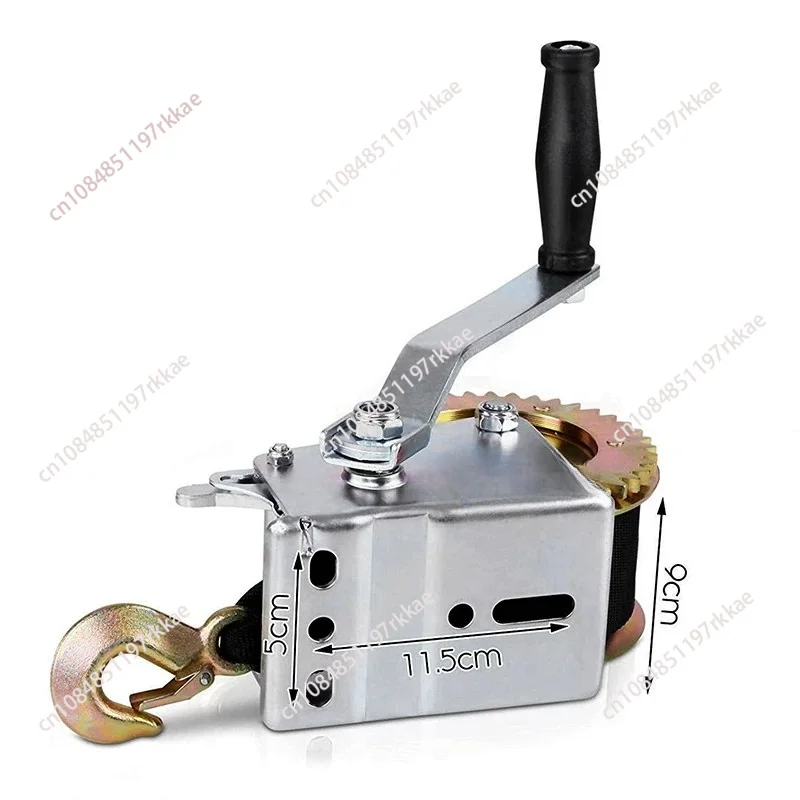 1200LBS manual winch hand crank winch webbing yacht motorcycle trailer accessories