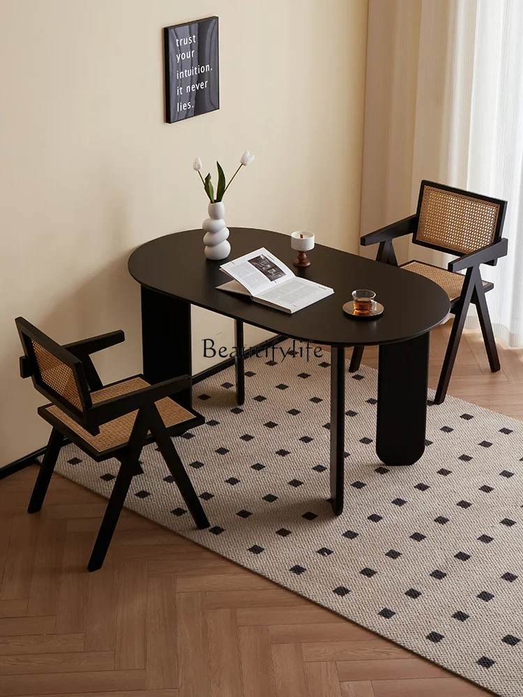 

yj9 Solid Wood Dining Table Small Apartment Dining Table Home Dining Table Oval Shape