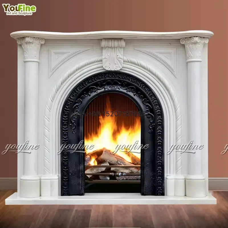 Wmwmnu Hand Carved Modern Chinese Marble Fireplace for Home Decor