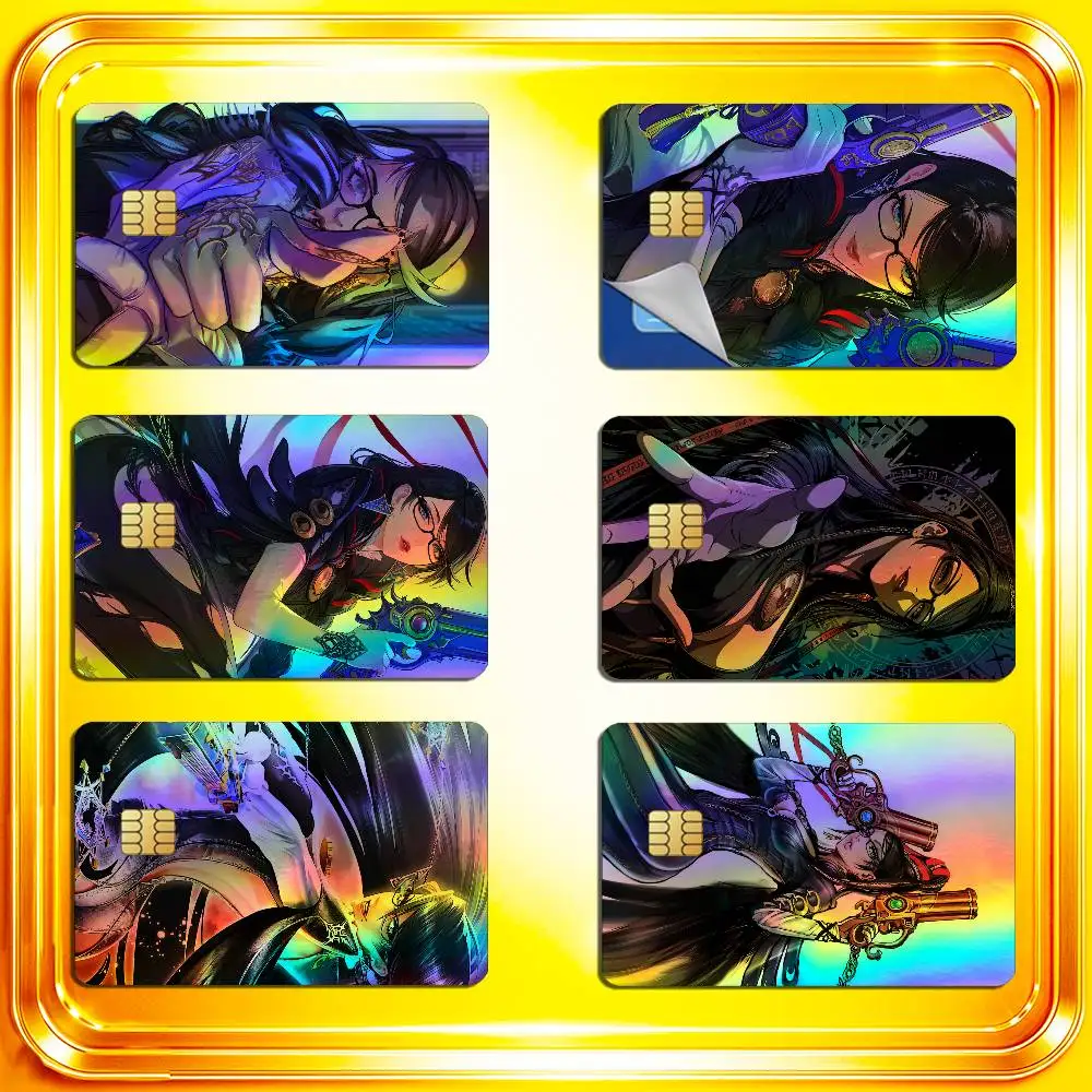 For Bayonetta Jeanne Credit Bank Sticker ID Access Card Cover Skin Rainbow Color Laser Stickers Film