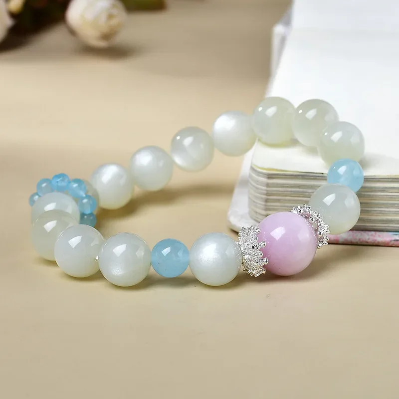 

Natural Duobao Crystal White Moonstone Bracelet Ladies Fresh Fashion Bracelet, Jewelry, Gifts