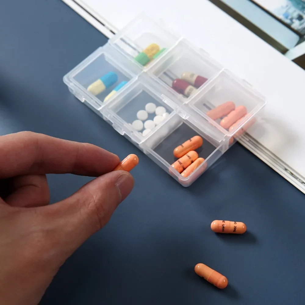 Pill Storage Box 6 Cells Medicine Box Weekly Tablet Holder Storage Organizer Container Case Pill Box Case for Travel