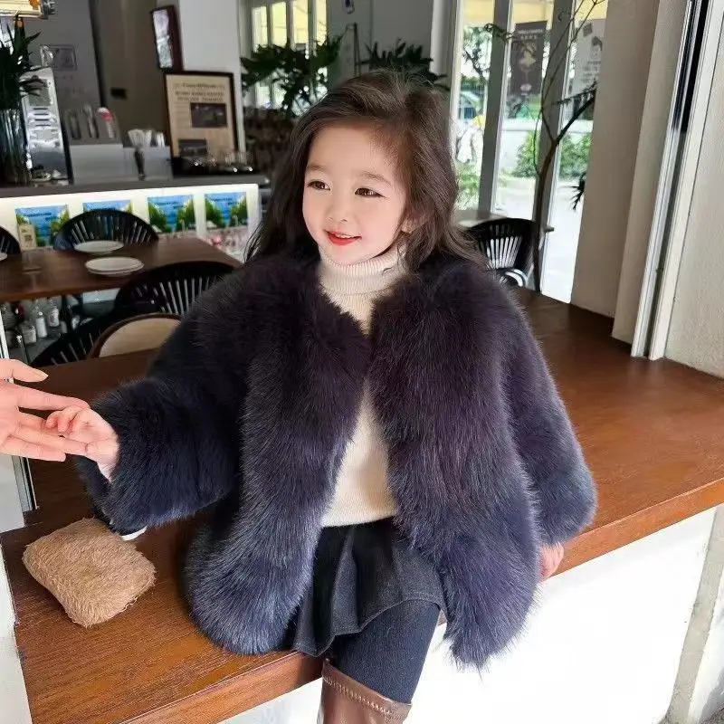 2023 autumn and winter new children\'s clothing winter clothing for girls Korean coat thick fur coat girls coat