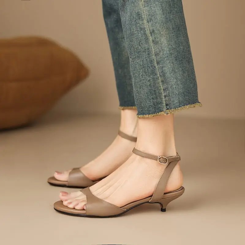 MORAZORA Size 35-43 Full Genuine Leather Sandals Women Shoes Mid Heels Brand Fashion Summer Sandals Ladies Party Wedding Shoes view 4